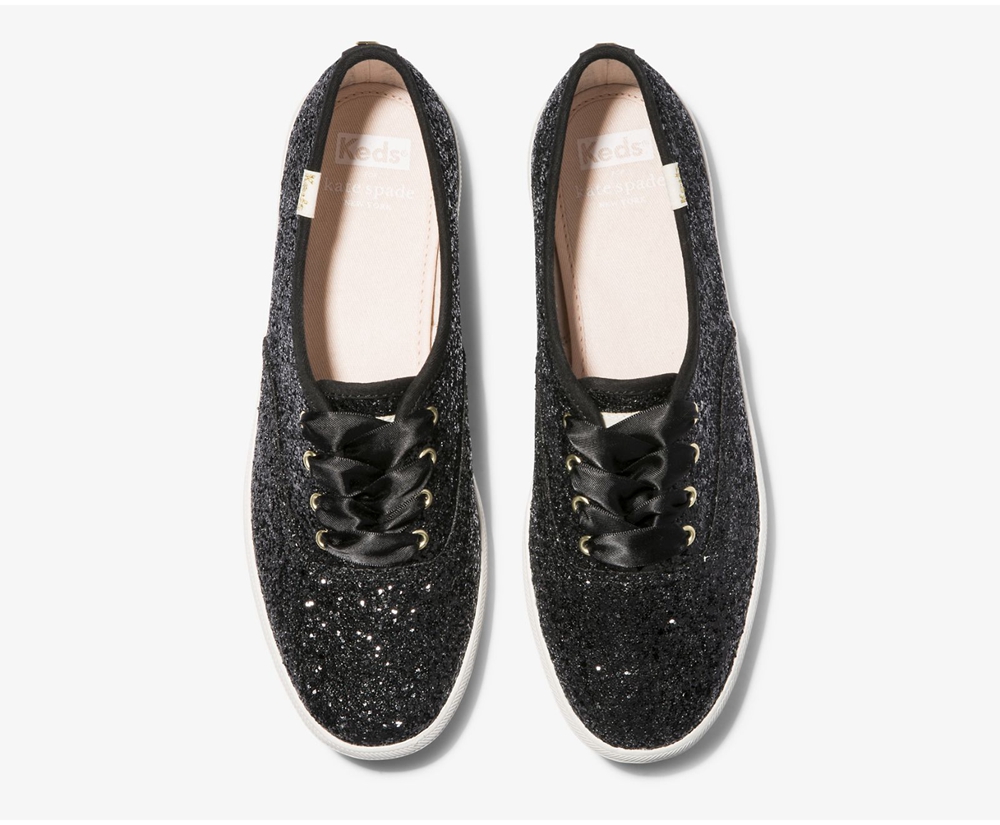 Keds Womens Sneakers Black - Kate Spade new york Champion Glitter - 081RGZAIB